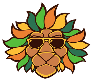The Dutch-Smart mascot, a lion with sunglasses